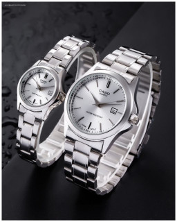 ست ساعت کاسیو کیفیت عالی تمام نقره ای زنانه و مردانه حک کاسیو casio ضد اب